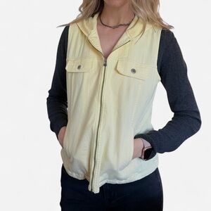Christopher & Banks Hooded Yellow Zip-up Vest with Pockets, Size Small